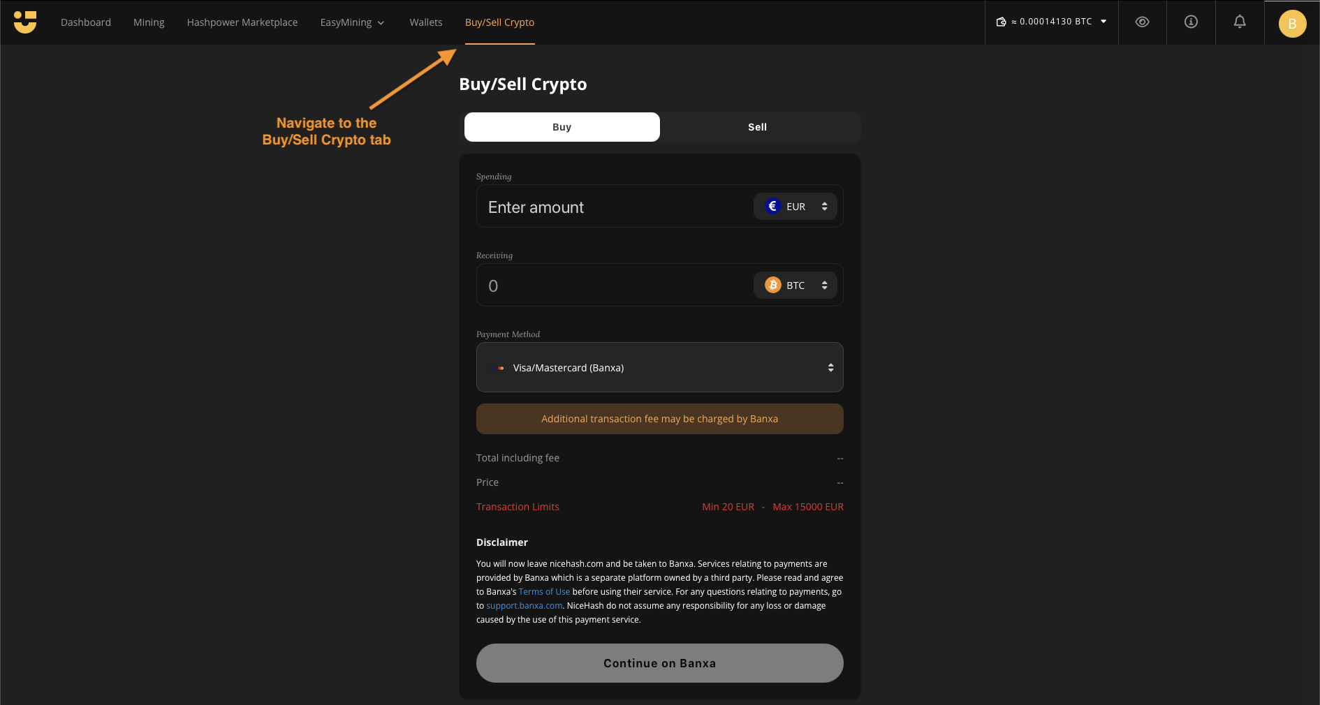 Banxaでビットコインを法定通貨に交換するには | NiceHash