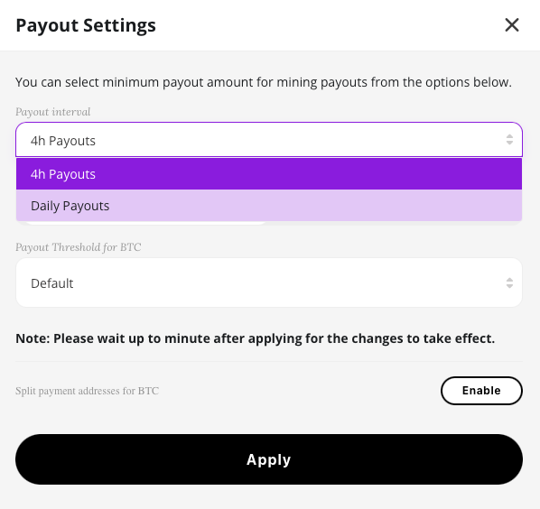 Daily payouts NiceHash