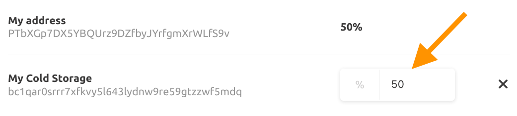 Split payment Bitcoin