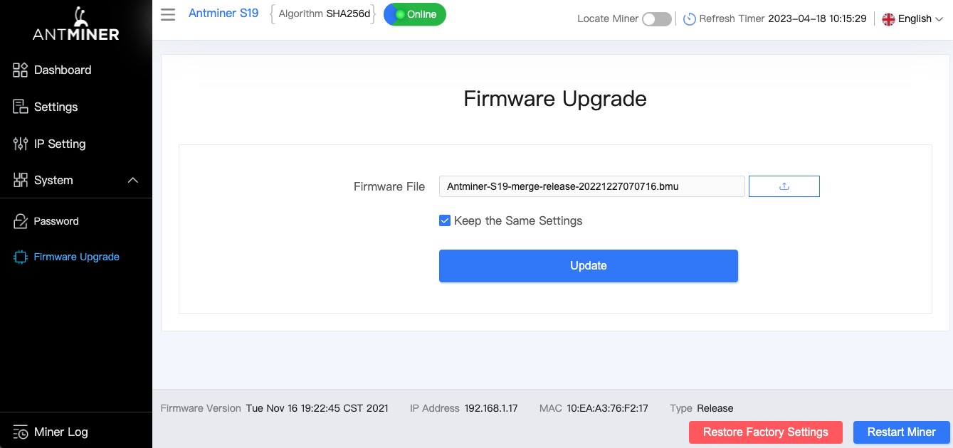 Как обновить прошивку Antminer? | NiceHash