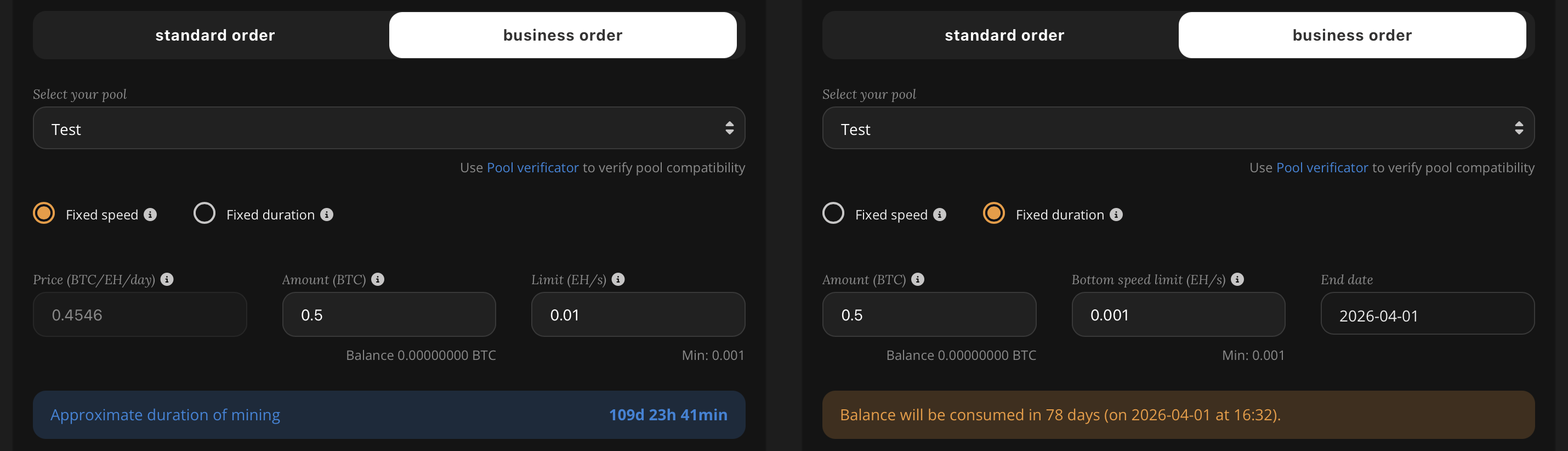 Business orders UI