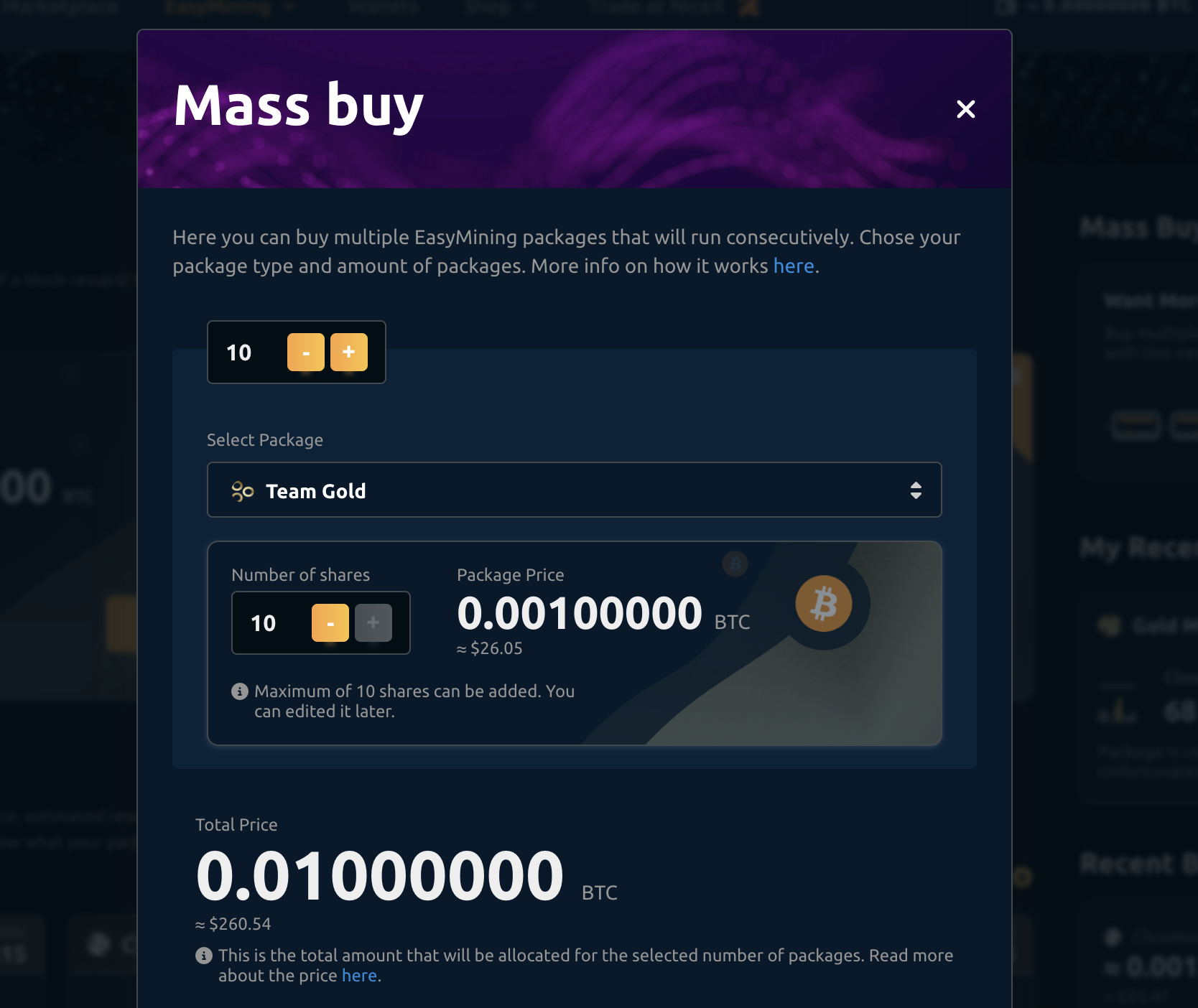 New MASS BUY feature is out now on our EasyMining! | NiceHash