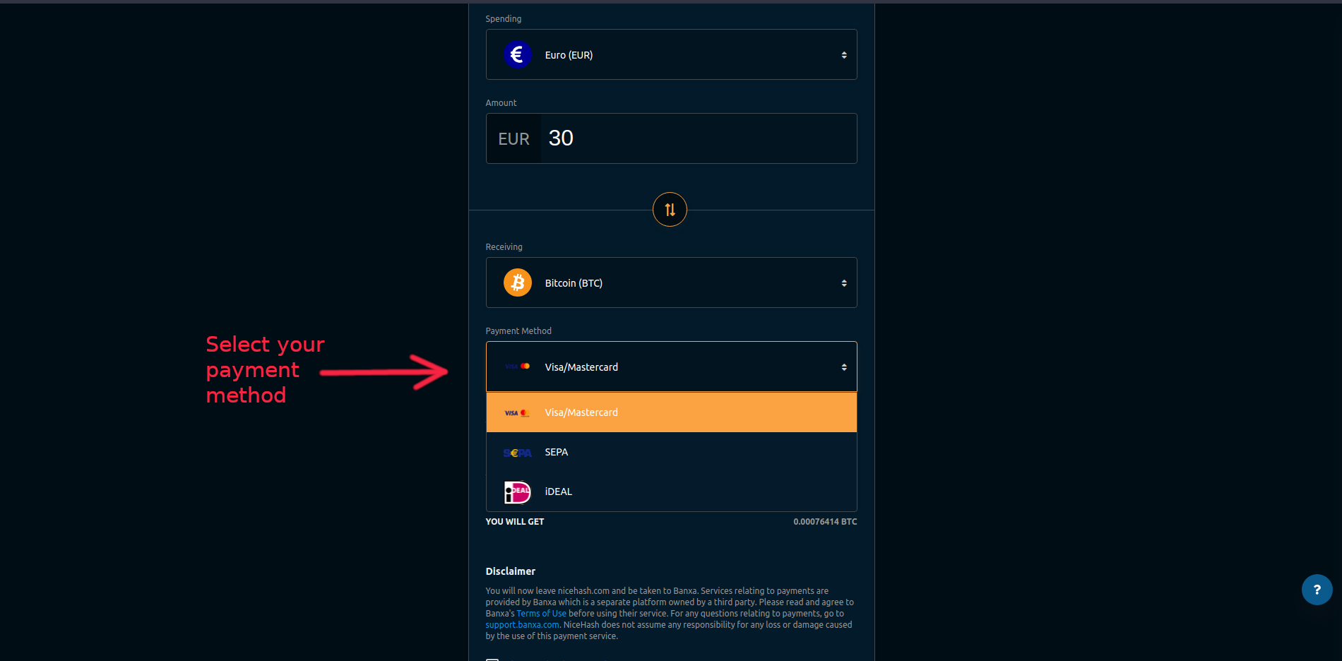 Banxaを利用してNiceHashでビットコインを購入するには | NiceHash