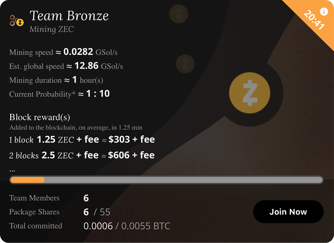 Team Bronze packages to mine Zcash