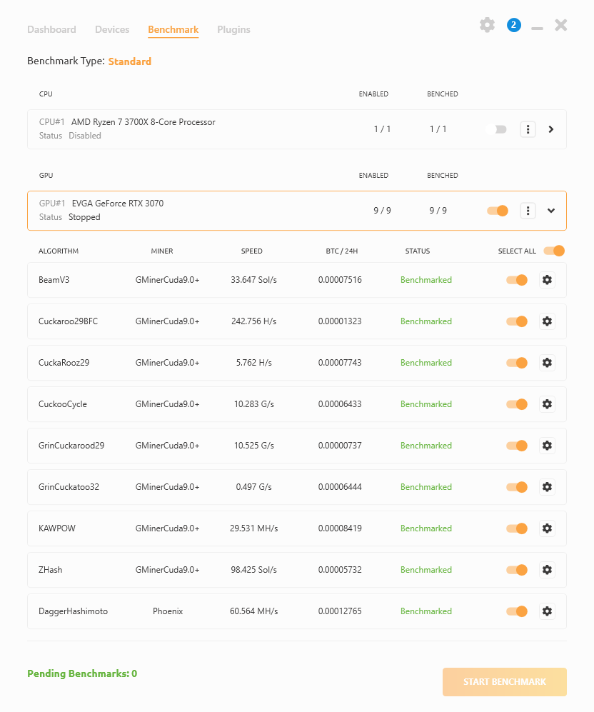 NVIDIA GeForce RTX 3070 mining hashrate NiceHash