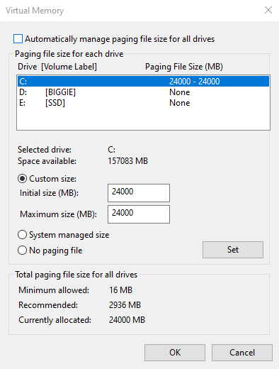 how to allocate more virtual memory in windows 7